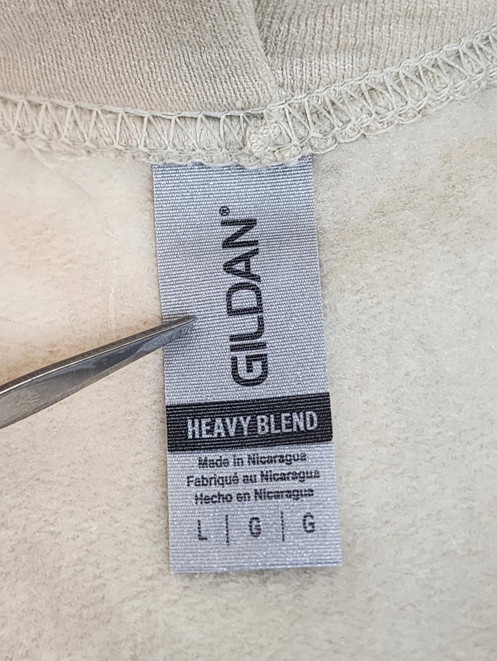 Upcycled Marble Wash Hoodie Gildan Neutral Beige Cream Bleach Dyed Size Large - Picture 6 of 8